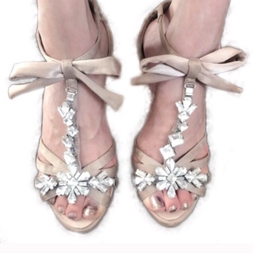 Rhinestone Bow Princess Open Toe Heels